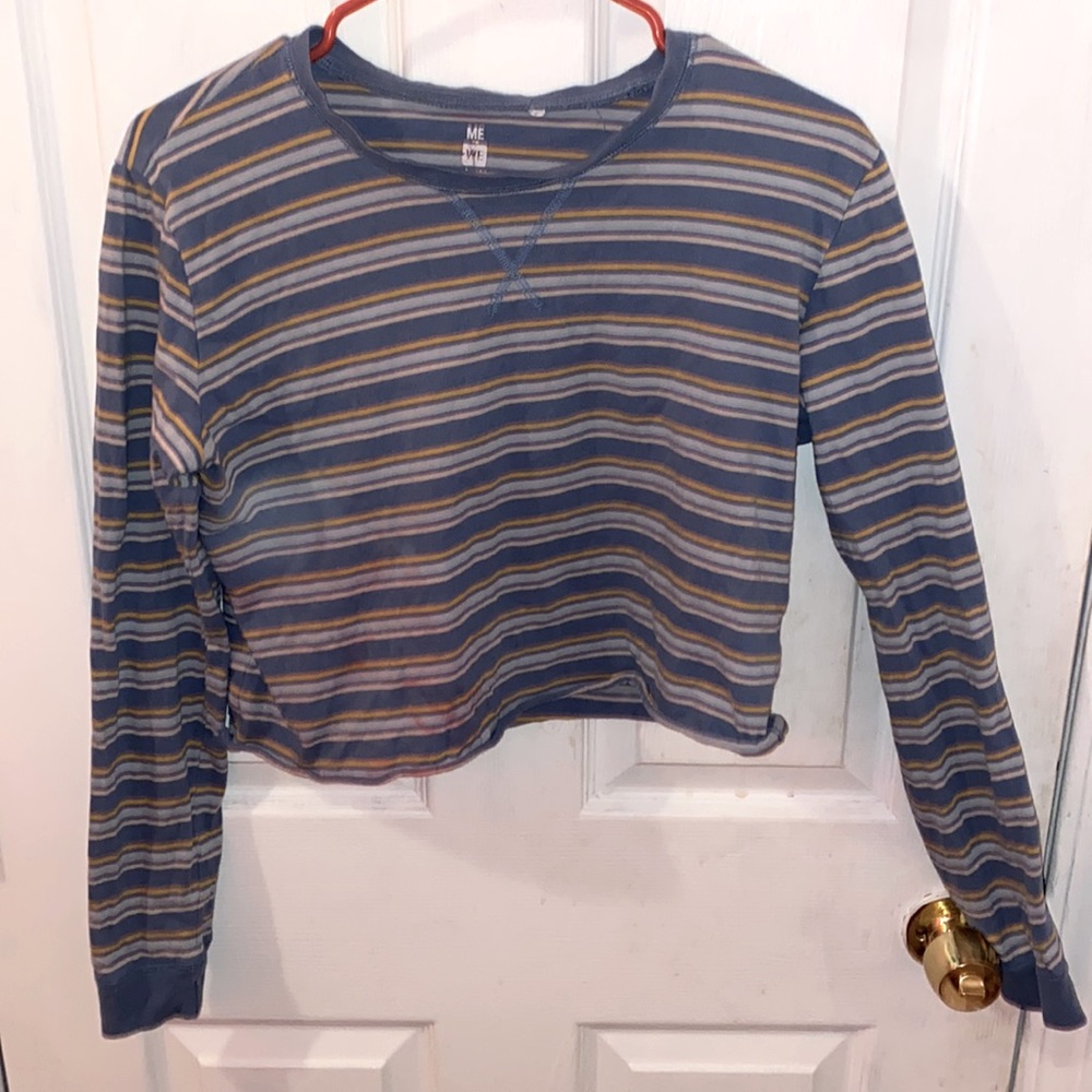 me to we, long sleeve striped cropped shirt, M